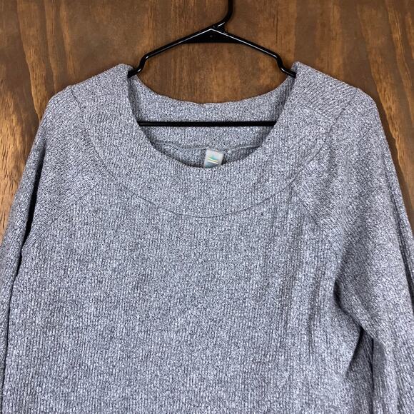 Tropik Womens Sweater Charcoal Ribbed Boat Neck Long Sleeve Knit Stretch Large - Picture 2 of 12